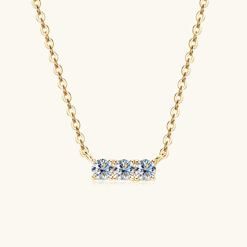 Three-Stone Moissanite Bar Necklace