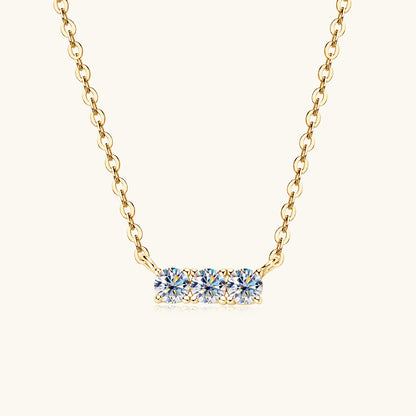 Three-Stone Moissanite Bar Necklace