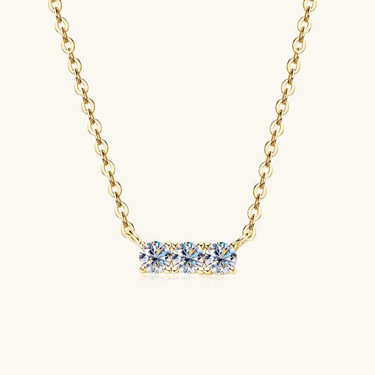 Three-Stone Moissanite Bar Necklace