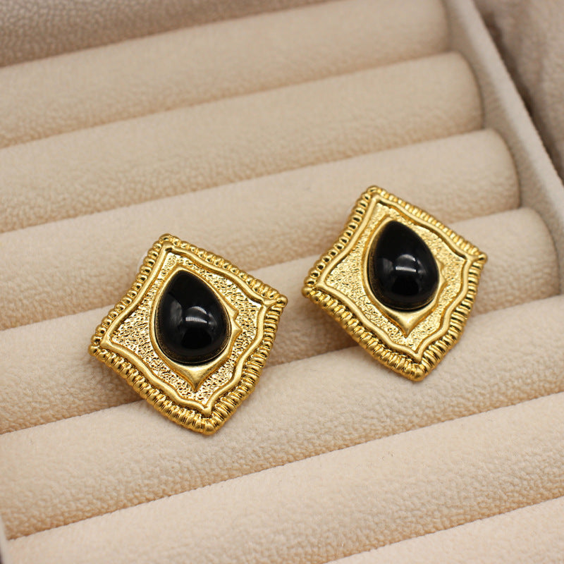 Unique Vintage Hammered Quadrilateral Earrings