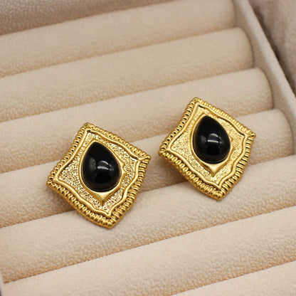 Unique Vintage Hammered Quadrilateral Earrings