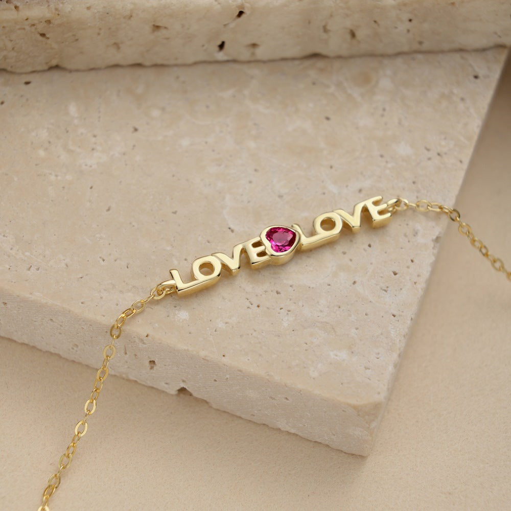 S925 Sterling Silver Heart and Letter "LOVE" Bracelet