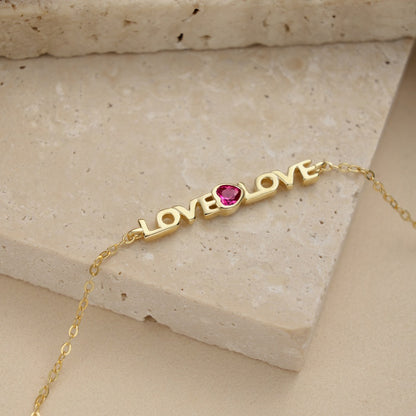 S925 Sterling Silver Heart and Letter "LOVE" Bracelet