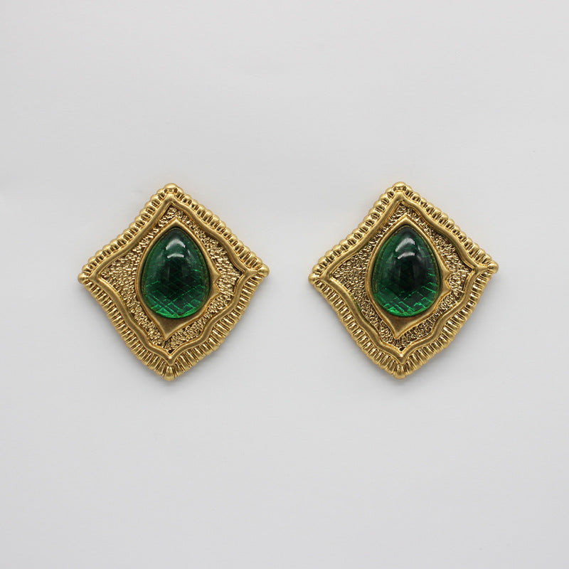 Unique Vintage Hammered Quadrilateral Earrings