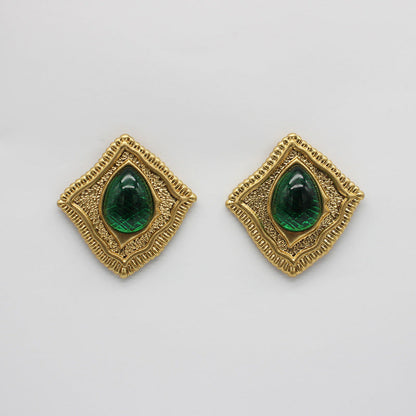 Unique Vintage Hammered Quadrilateral Earrings