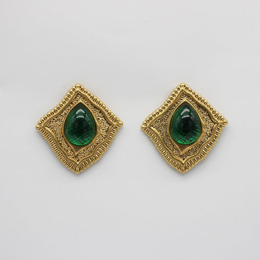 Unique Vintage Hammered Quadrilateral Earrings