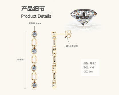Moissanite Linked Drop Earrings