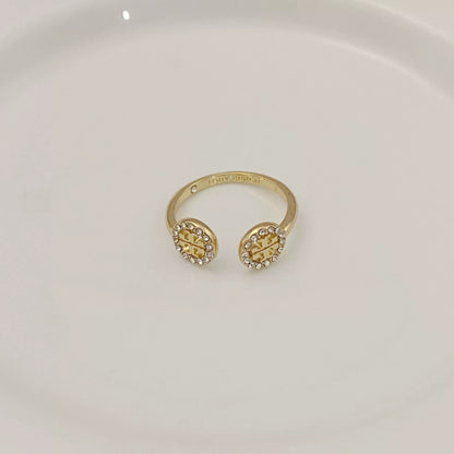 Tory Burch Fashion Rhinestone Round Logo Ring