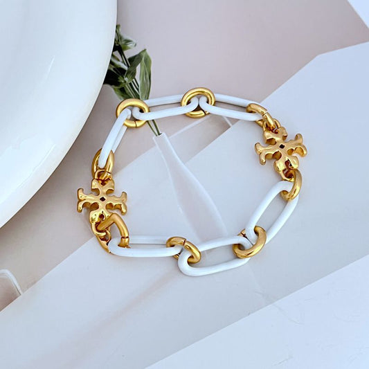 Tory Burch Chunky Chain Logo-Embellished Metal Bracelet