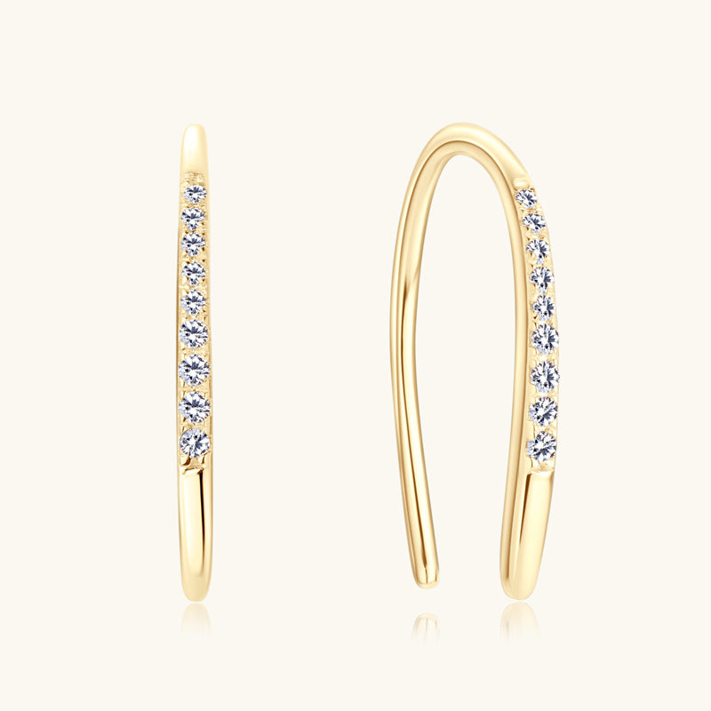 Moissanite Huggie Hoop Earrings with Dangling Stone