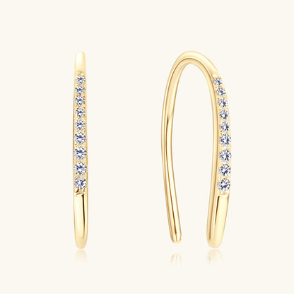 Moissanite Huggie Hoop Earrings with Dangling Stone
