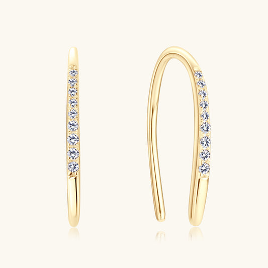 Moissanite Huggie Hoop Earrings with Dangling Stone