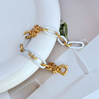 Tory Burch Chunky Chain Logo-Embellished Metal Bracelet