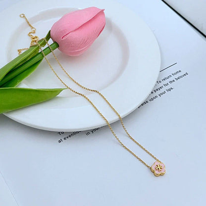 Tory Burch Enamel Floral Metal Pendant Necklace