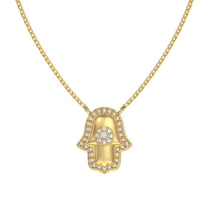 5A Zirconia Hand Hamsa Evil Blue Eye-shaped Necklace