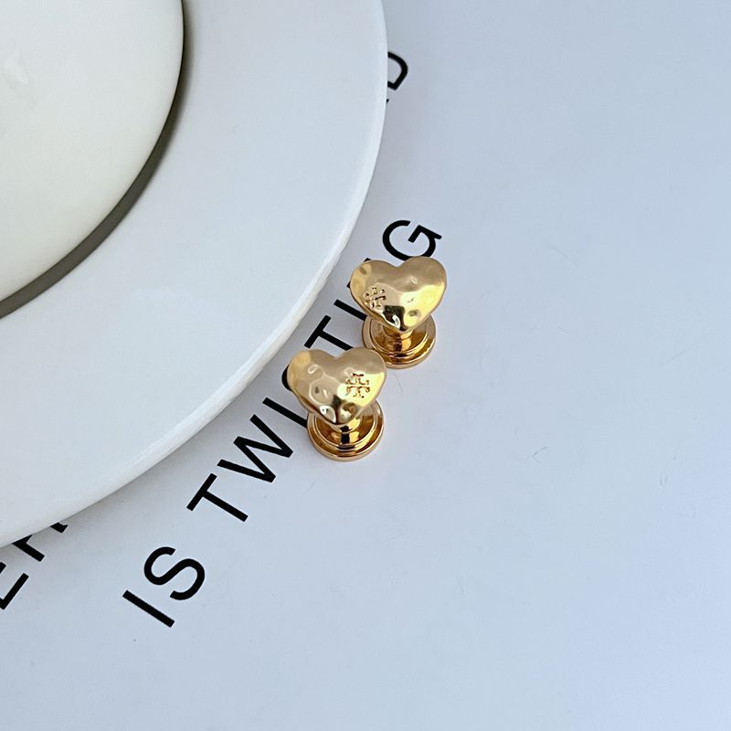 Tory Burch everyday wear heart-shaped metal stud earrings