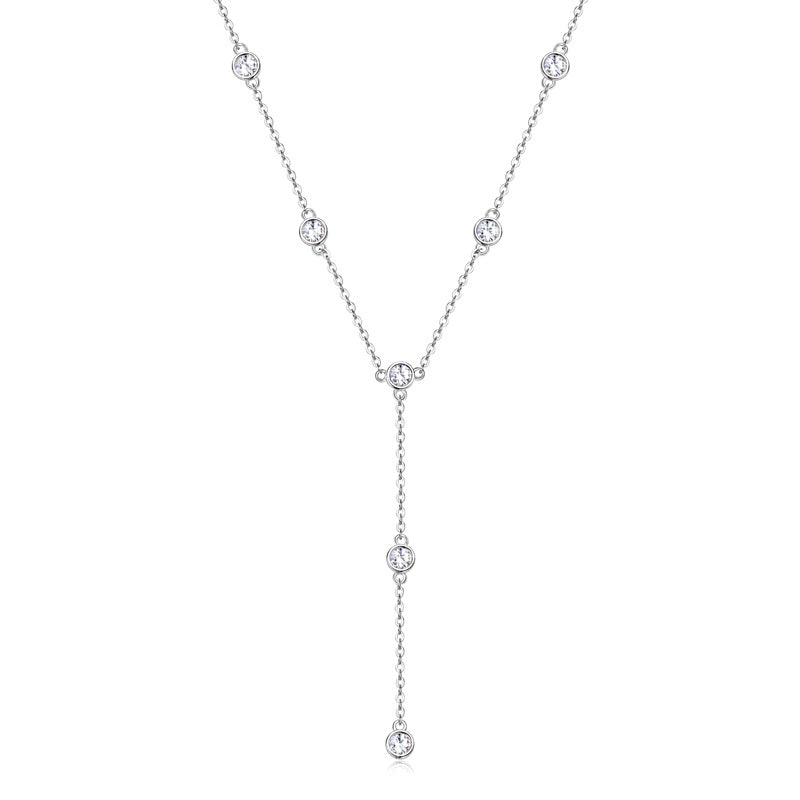 Sterling Silver Moissanite Y Drop Necklace