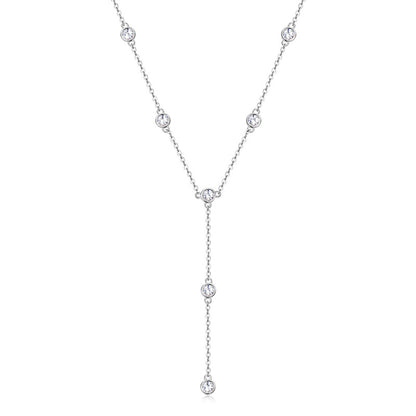 Sterling Silver Moissanite Y Drop Necklace