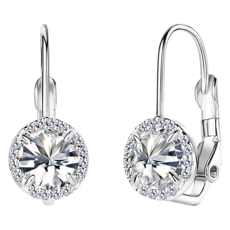 Moissanite Halo Drop Earrings