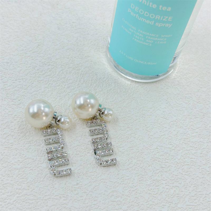 Miu Miu Pearl Diamond Earrings Gold White Gold | JIMMY JEWELRY