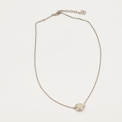 Kendra Scott silver-tone mother-of-pearl necklace with scalloped irregular rhombus pendant