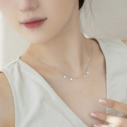 small Star And Moon pendant 18K women necklaces