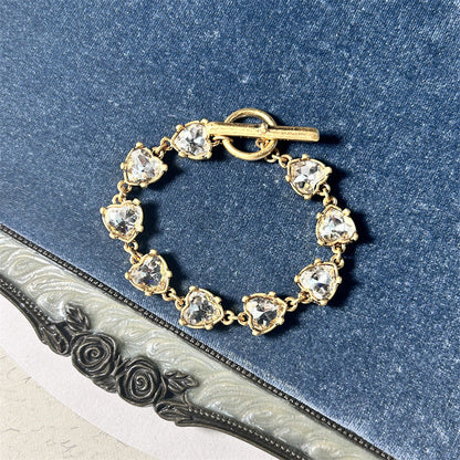 Oscar de la Renta Stylish Sparkling Crystal Heart Bracelet