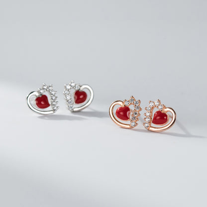 red heart earrings