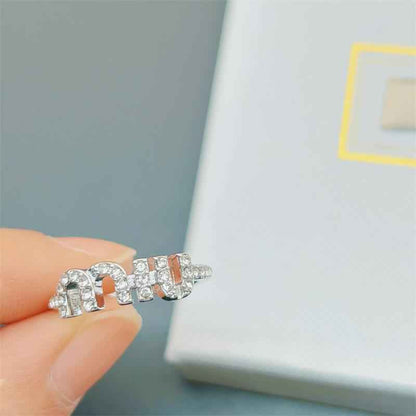 缪家新款气质可爱超闪镶钻开口戒指精致轻奢高级感百搭时尚戒指饰