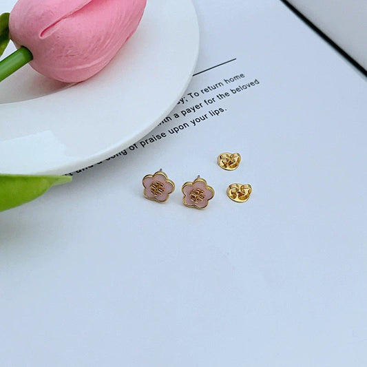 Tory Burch Exquisite Enamel Floral Metal Earrings