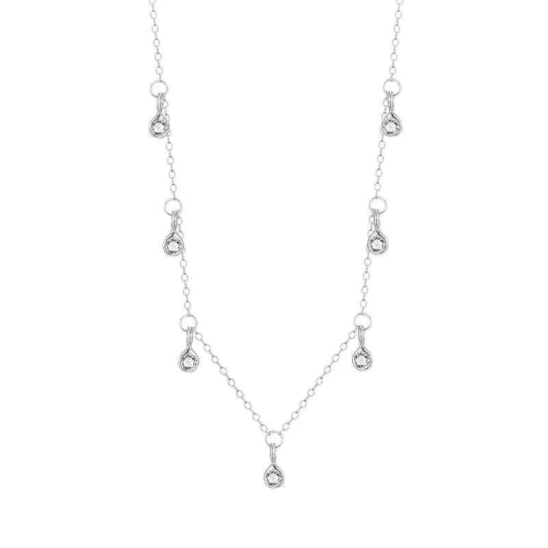 S925 Sterling Silver Geometric Teardrop Zircon Necklace Pendant - JIMMY JEWELRY 01