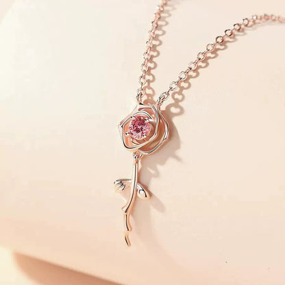 S925 Sterling Silver Little Prince Rose Pendant Necklace