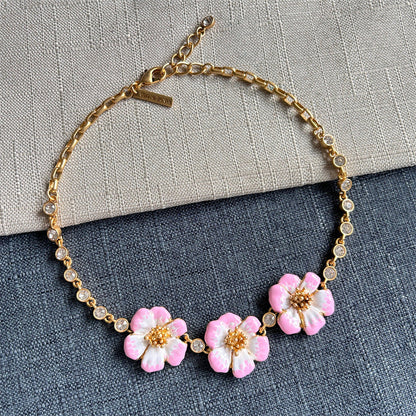 Oscar de la Renta Enamel Cherry Blossom Pendant Necklace