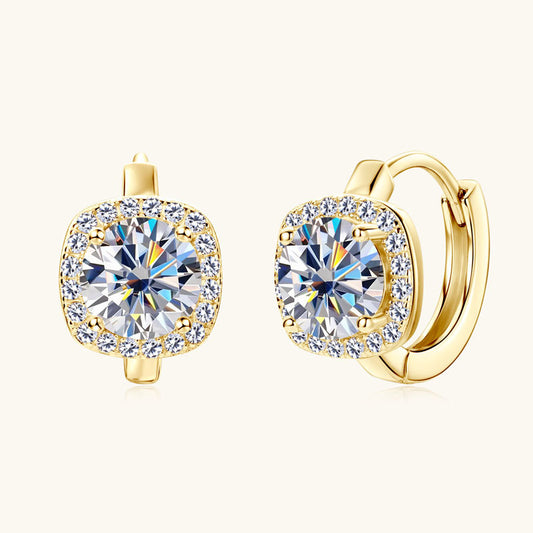 Moissanite Halo Huggie Hoop Earrings