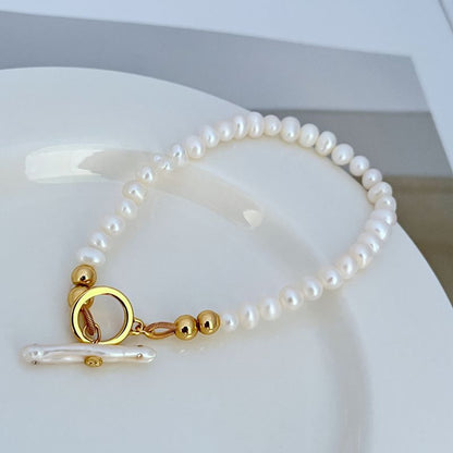 Tory Burch Natural Freshwater Pearl Bead OT-Clasp Bracelet