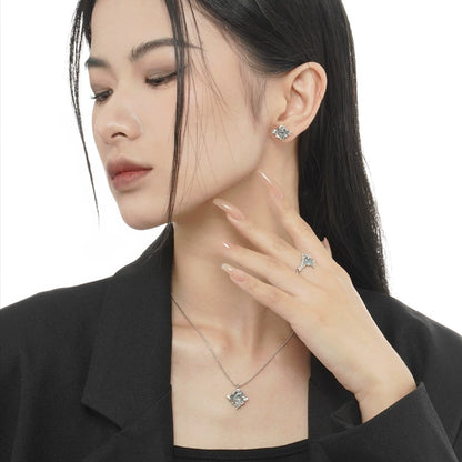 Textured Diamond Enamel Ring S925 Sterling Silver