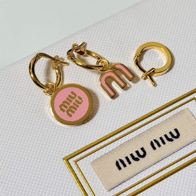 Miu Miu Enamel Asymmetrical Three-Piece Metal Earrings