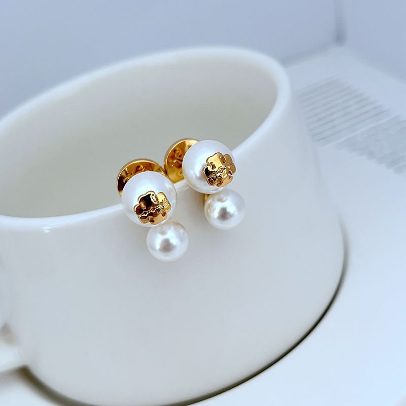 Tory Burch Logo Pearl Pendant Earrings for Women