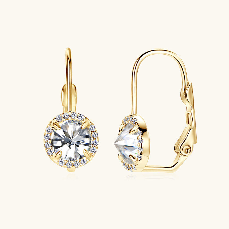 Moissanite Halo Drop Earrings