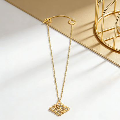 LOEWE Classic Cut-out Logo Square Pendant Necklace
