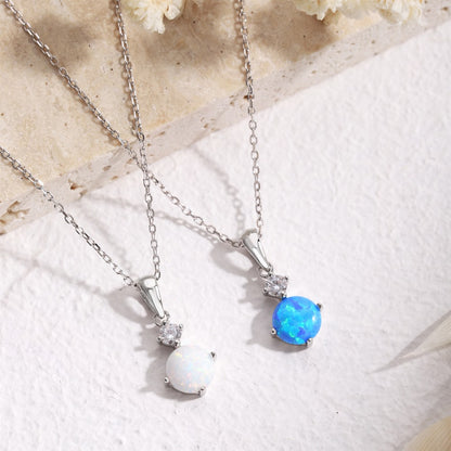 Heart Chain Necklace With Opal Stone