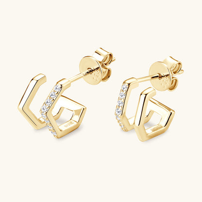 Moissanite Hexagonal Hoop Earrings