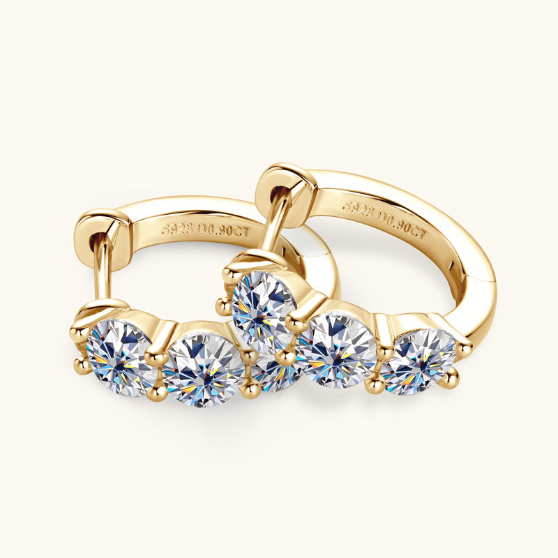 Three-Stone Moissanite Huggies