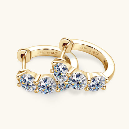 Three-Stone Moissanite Huggies
