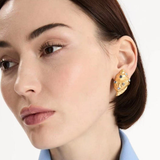 Oscar de la Renta Diamond Seashell  Conch Earrings