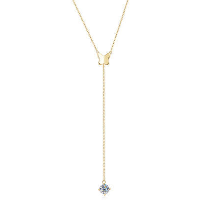 Y-Necklace with Moissanite Butterfly Pendant