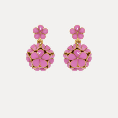 Oscar de la Renta Exquisite Enamel Hydrangea Metal Stud Earrings