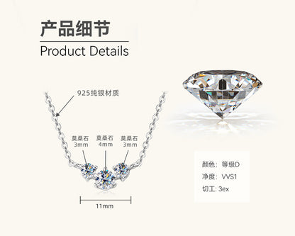 Three Stone Moissanite Necklace