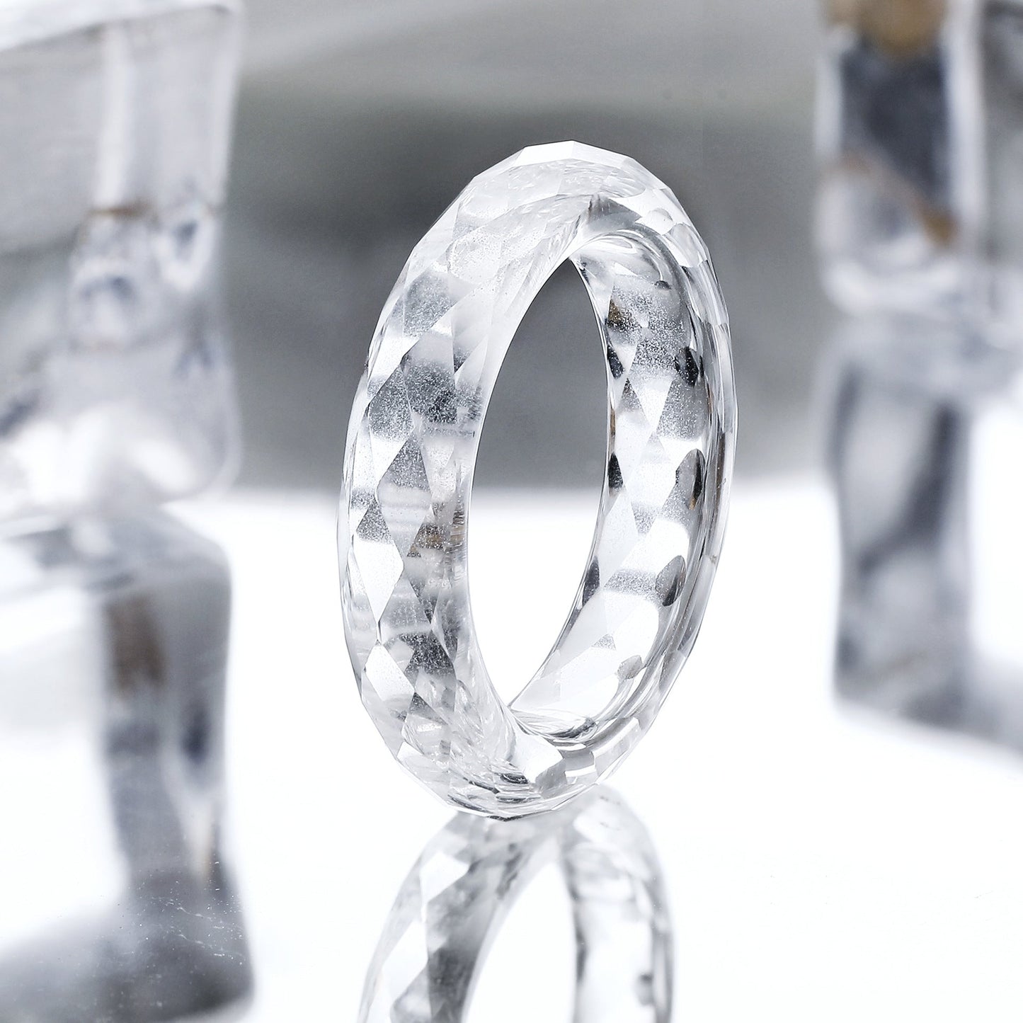 Lab Grown White Corundum Ring Hardness 9 | JIMMY JEWELRY