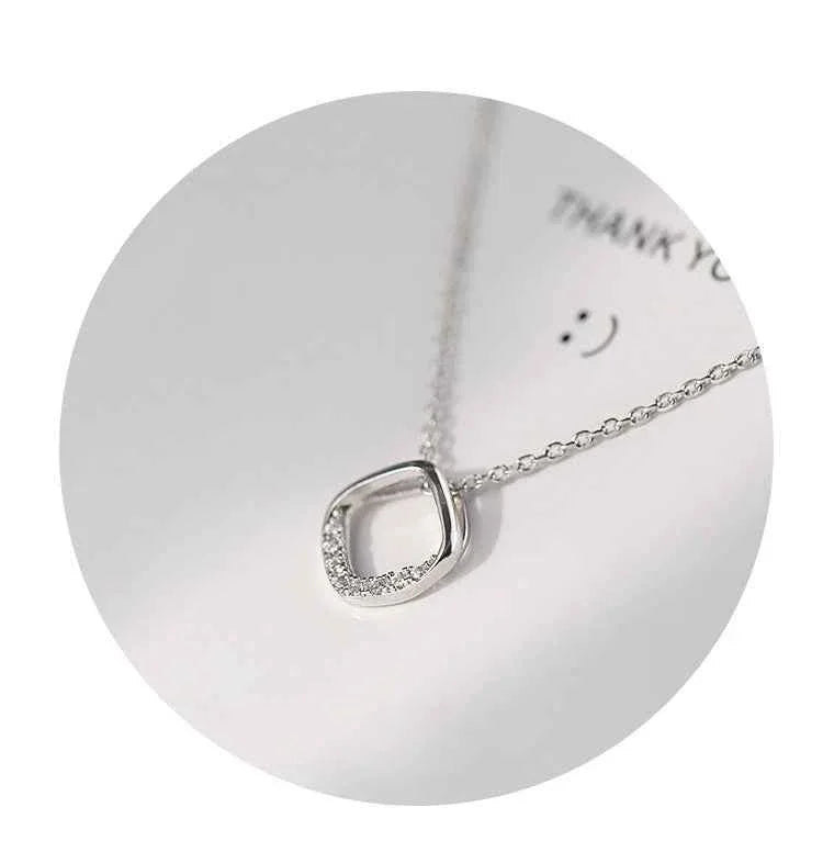 S925 Sterling Silver Geometric Square Diamond Necklace - JIMMY JEWELRY 01